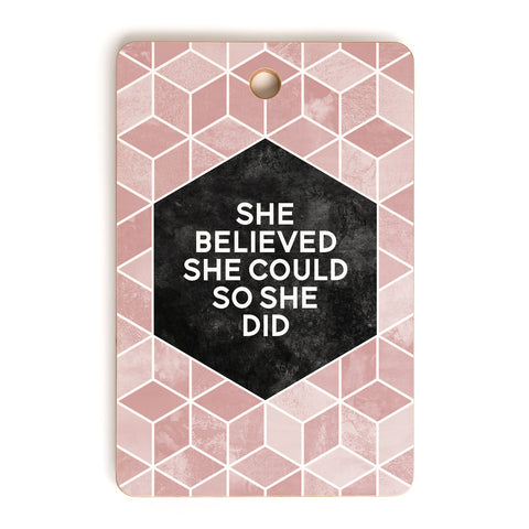 Elisabeth Fredriksson She Believed She Could Pink Cutting Board Rectangle