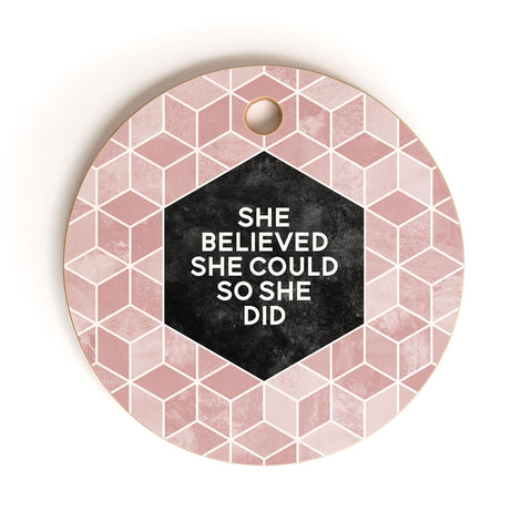 Elisabeth Fredriksson She Believed She Could Pink Cutting Board Round