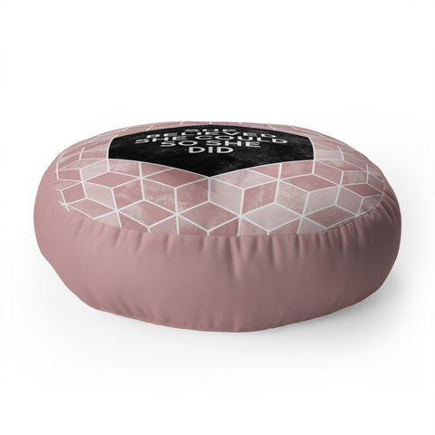 Elisabeth Fredriksson She Believed She Could Pink Floor Pillow Round