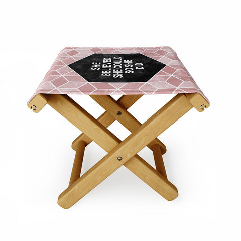 Elisabeth Fredriksson She Believed She Could Pink Folding Stool