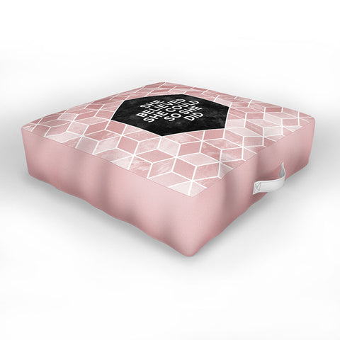 Elisabeth Fredriksson She Believed She Could Pink Outdoor Floor Cushion