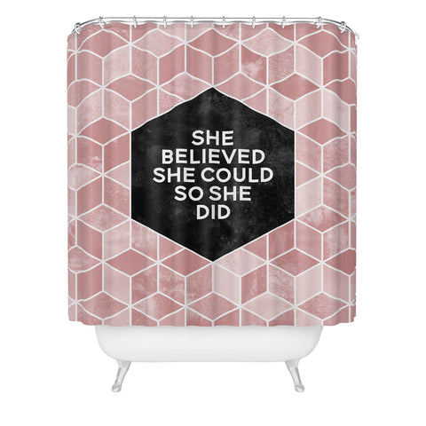 Elisabeth Fredriksson She Believed She Could Pink Shower Curtain