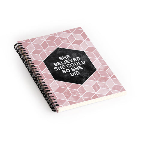 Elisabeth Fredriksson She Believed She Could Pink Spiral Notebook