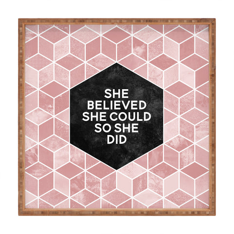 Elisabeth Fredriksson She Believed She Could Pink Square Tray