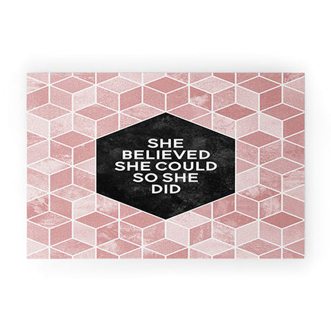 Elisabeth Fredriksson She Believed She Could Pink Welcome Mat