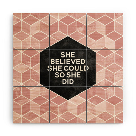 Elisabeth Fredriksson She Believed She Could Pink Wood Wall Mural