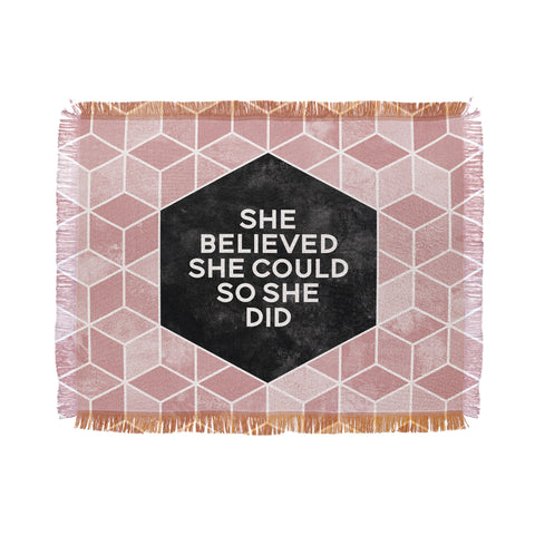 Elisabeth Fredriksson She Believed She Could Pink Throw Blanket