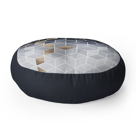 Elisabeth Fredriksson Soft Blue Gradient Cubes Floor Pillow Round