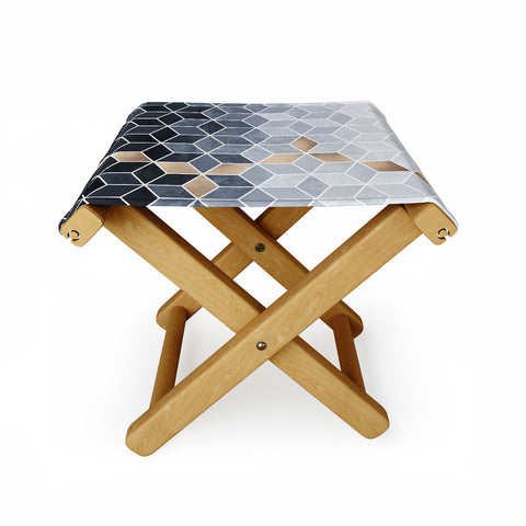 Elisabeth Fredriksson Soft Blue Gradient Cubes Folding Stool