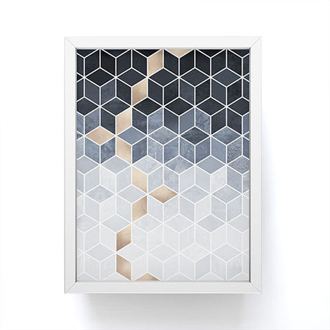 Elisabeth Fredriksson Soft Blue Gradient Cubes Framed Mini Art Print