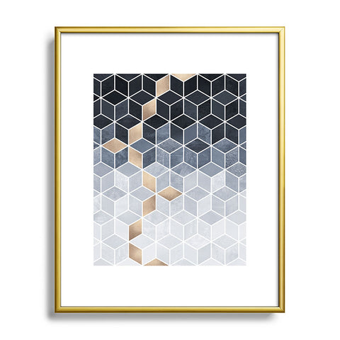 Elisabeth Fredriksson Soft Blue Gradient Cubes Metal Framed Art Print