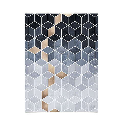 Elisabeth Fredriksson Soft Blue Gradient Cubes Poster