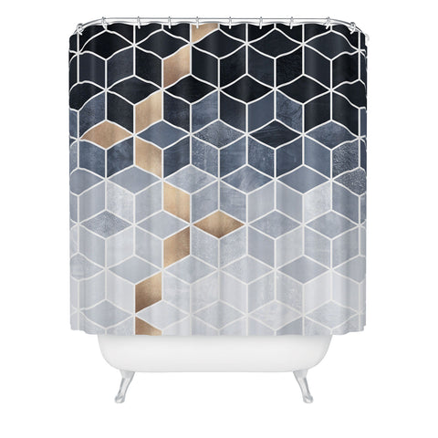 Elisabeth Fredriksson Soft Blue Gradient Cubes Shower Curtain