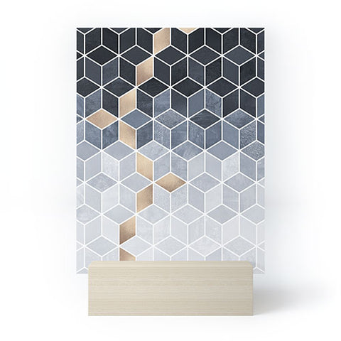 Elisabeth Fredriksson Soft Blue Gradient Cubes Mini Art Print