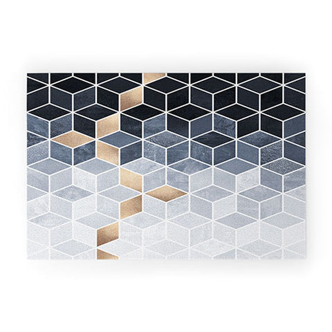 Elisabeth Fredriksson Soft Blue Gradient Cubes Welcome Mat