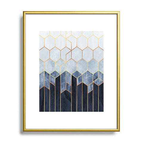 Elisabeth Fredriksson Soft Blue Hexagons Metal Framed Art Print