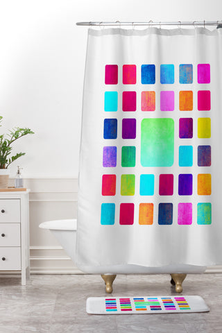Elisabeth Fredriksson Squares Shower Curtain And Mat