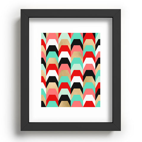 Elisabeth Fredriksson Stacks of Red and Turquoise Recessed Framing Rectangle