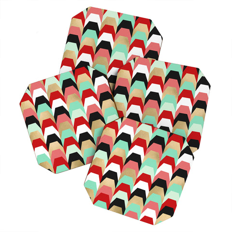 Elisabeth Fredriksson Stacks of Red and Turquoise Coaster Set