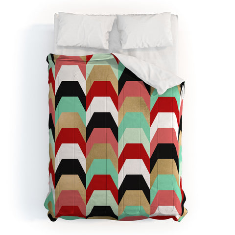 Elisabeth Fredriksson Stacks of Red and Turquoise Comforter