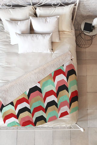 Elisabeth Fredriksson Stacks of Red and Turquoise Fleece Throw Blanket