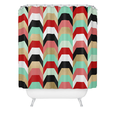 Elisabeth Fredriksson Stacks of Red and Turquoise Shower Curtain