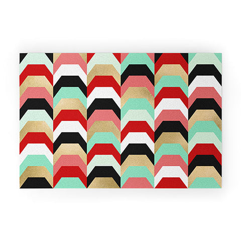 Elisabeth Fredriksson Stacks of Red and Turquoise Welcome Mat