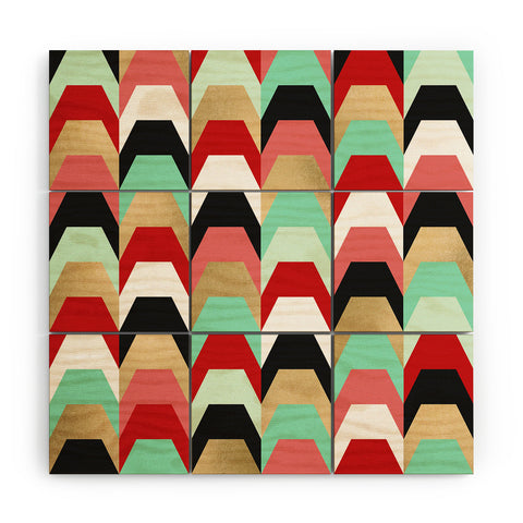 Elisabeth Fredriksson Stacks of Red and Turquoise Wood Wall Mural