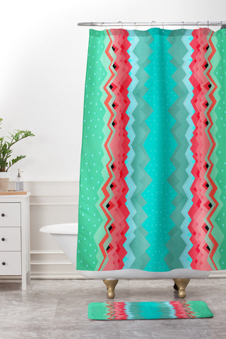 Elisabeth Fredriksson Strawberry Field Pattern Shower Curtain And Mat