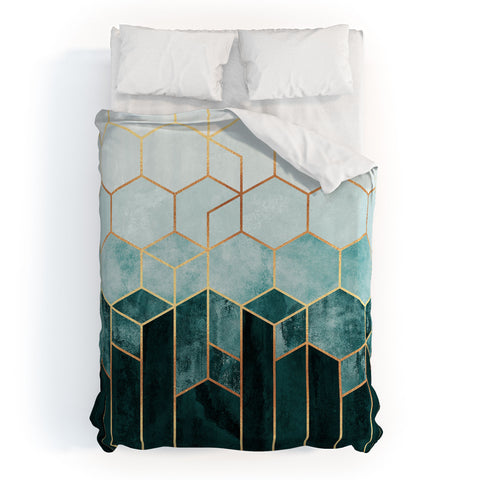 Elisabeth Fredriksson Teal Hexagons Duvet Cover