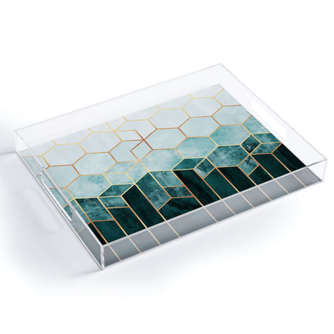 Elisabeth Fredriksson Teal Hexagons Acrylic Tray
