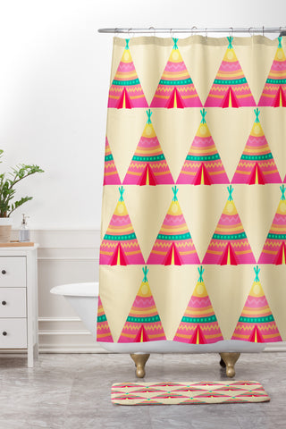 Elisabeth Fredriksson Teepees Shower Curtain And Mat