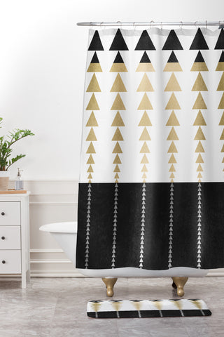 Elisabeth Fredriksson Triangles In Gold Shower Curtain And Mat