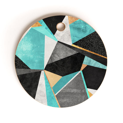 Elisabeth Fredriksson Turquoise Geometry Cutting Board Round