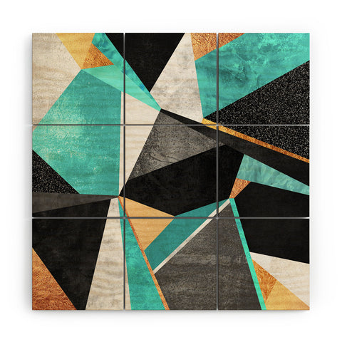Elisabeth Fredriksson Turquoise Geometry Wood Wall Mural