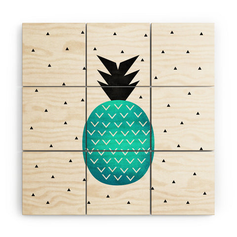 Elisabeth Fredriksson Turquoise Pineapple Wood Wall Mural