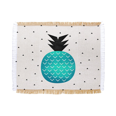 Elisabeth Fredriksson Turquoise Pineapple Throw Blanket