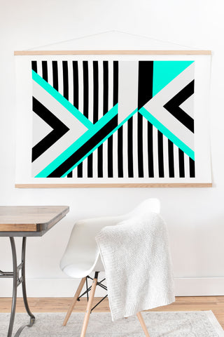 Elisabeth Fredriksson Turquoise Stripe Combination Art Print And Hanger