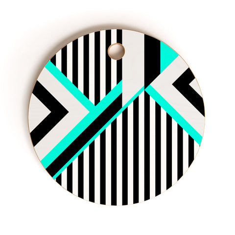 Elisabeth Fredriksson Turquoise Stripe Combination Cutting Board Round