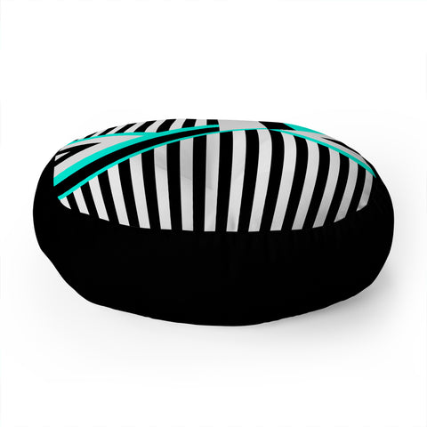 Elisabeth Fredriksson Turquoise Stripe Combination Floor Pillow Round