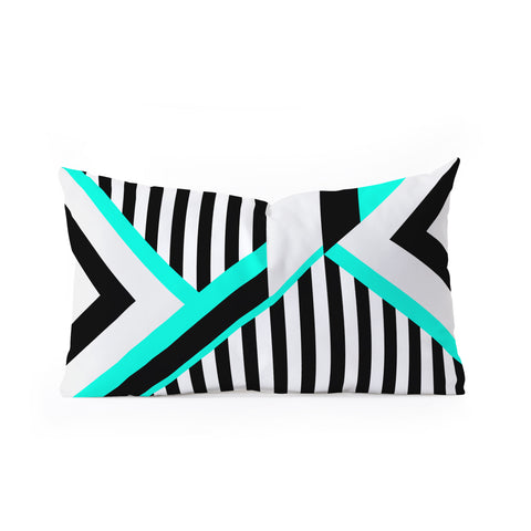 Elisabeth Fredriksson Turquoise Stripe Combination Oblong Throw Pillow