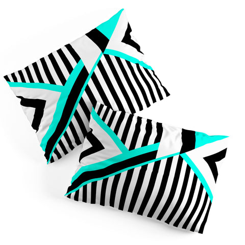 Elisabeth Fredriksson Turquoise Stripe Combination Pillow Shams