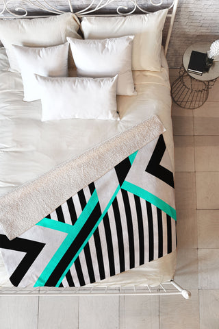 Elisabeth Fredriksson Turquoise Stripe Combination Fleece Throw Blanket