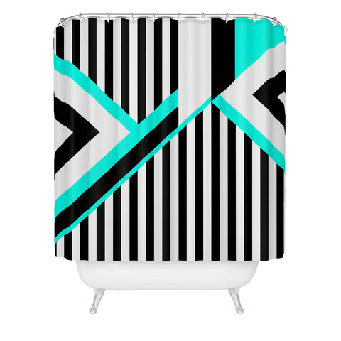 Elisabeth Fredriksson Turquoise Stripe Combination Shower Curtain