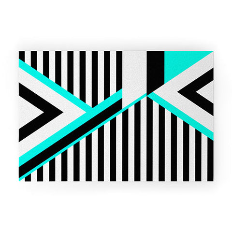 Elisabeth Fredriksson Turquoise Stripe Combination Welcome Mat