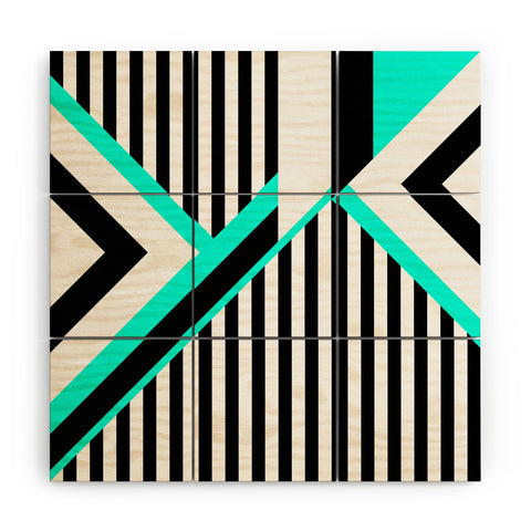 Elisabeth Fredriksson Turquoise Stripe Combination Wood Wall Mural