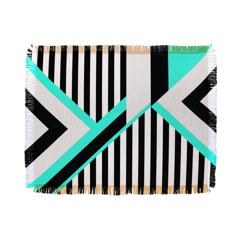 Elisabeth Fredriksson Turquoise Stripe Combination Throw Blanket