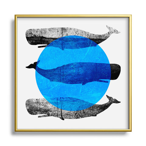 Elisabeth Fredriksson Whales Metal Square Framed Art Print