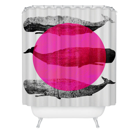 Elisabeth Fredriksson Whales Pink Shower Curtain