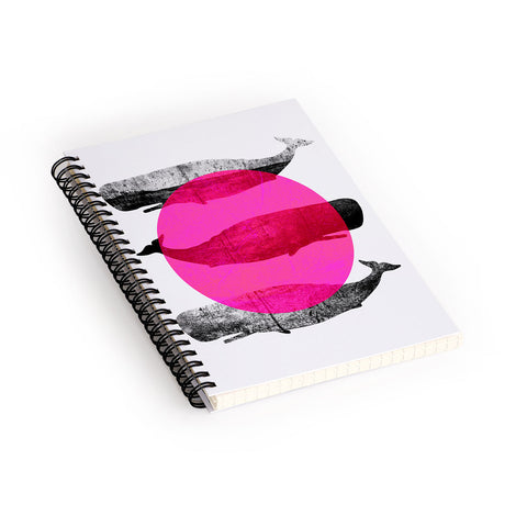 Elisabeth Fredriksson Whales Pink Spiral Notebook